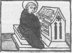 Abbot Brendan reading the Book